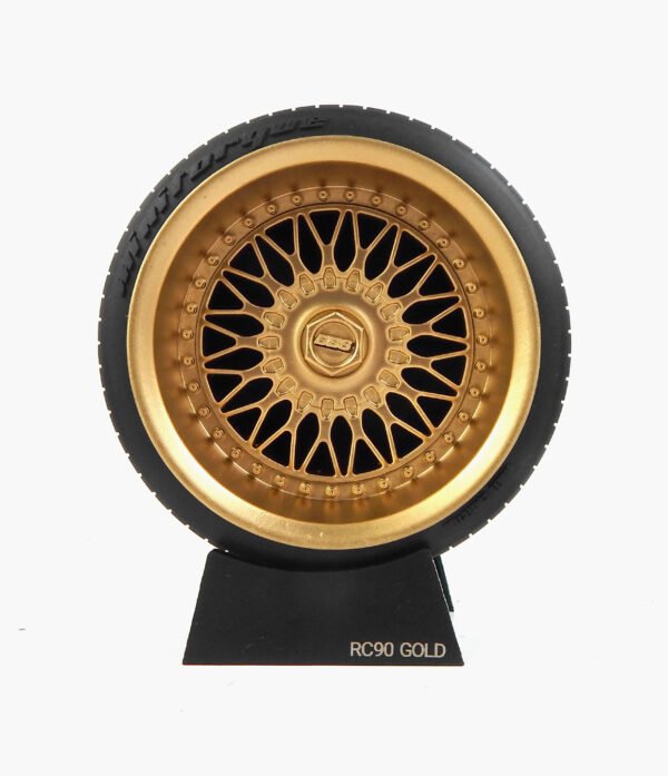 Miniatura Roda BBS RC090 Gold Minitorque Com Pneu 10cm