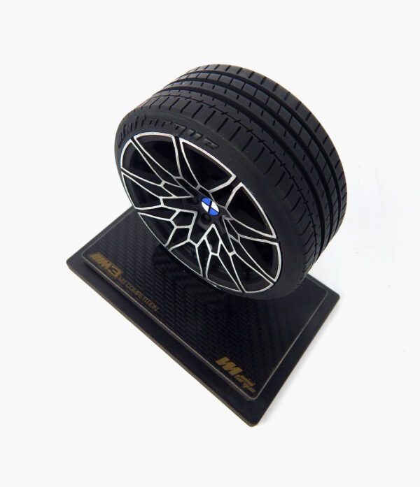 Miniatura Roda BMW M3 Minitorque Com Pneu 10cm E Expositor Acrílico