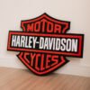 QUADRO HARLEY 80CM 01 Quadro Decorativo Tripla Camada Logo Harley Davidson 80x60 Alto Padrão Premium Motociclismo