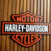 QUADRO HARLEY 80CM 01 Quadro Decorativo Tripla Camada Logo Harley Davidson 80x60 Alto Padrão Premium Motociclismo