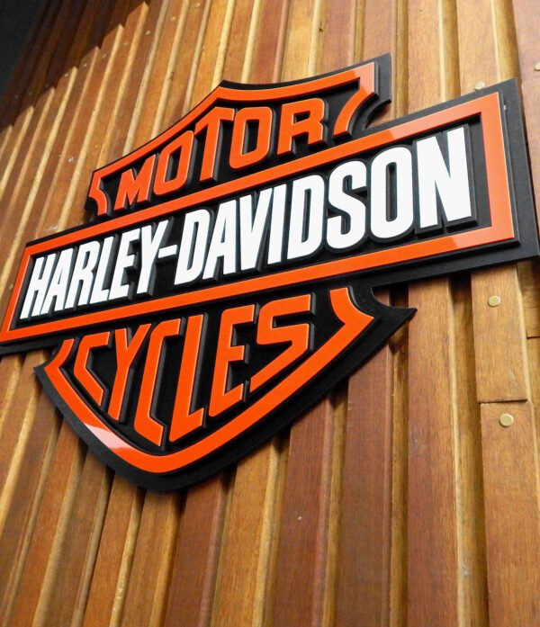 QUADRO HARLEY 80CM 03 Quadro Decorativo Tripla Camada Logo Harley Davidson 80x60 Alto Padrão Premium Motociclismo