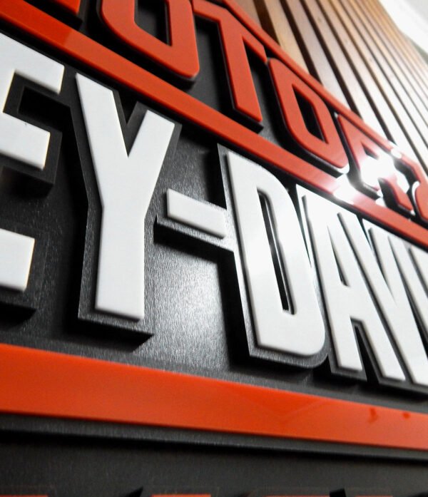 QUADRO HARLEY 80CM 04 Quadro Decorativo Tripla Camada Logo Harley Davidson 80x60 Alto Padrão Premium Motociclismo