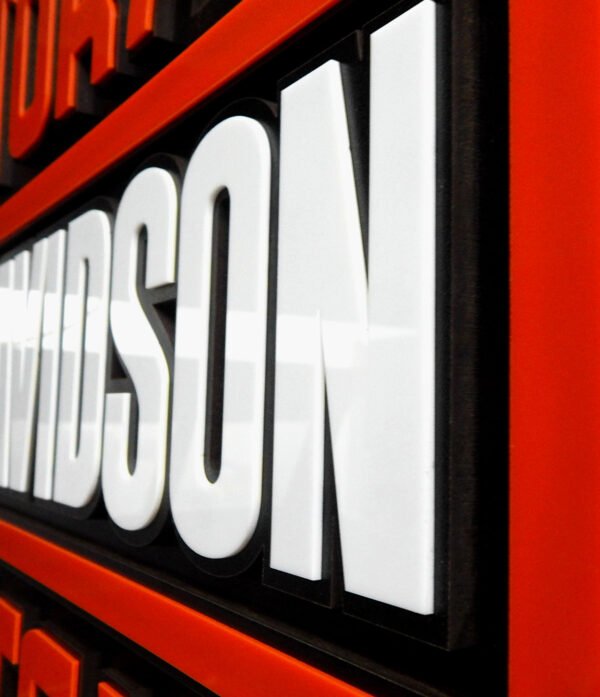 QUADRO HARLEY 80CM 05 Quadro Decorativo Tripla Camada Logo Harley Davidson 80x60 Alto Padrão Premium Motociclismo