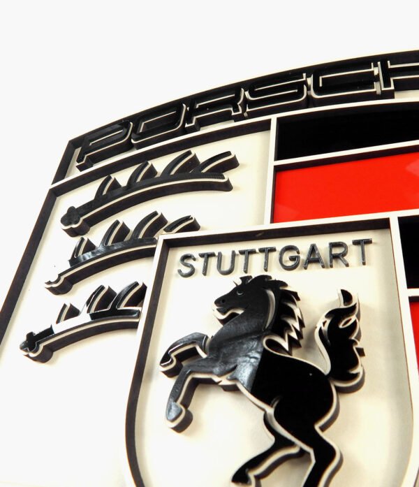 QUADRO LOGO PORSCHE 30CM 04 Quadro Decorativo Tripla Camada Logo Porsche Medium 30x23cm Alto Padrão Premium Automotivo