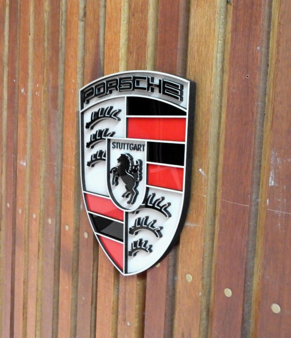 QUADRO LOGO PORSCHE 30CM 06 Quadro Decorativo Tripla Camada Logo Porsche Medium 30x23cm Alto Padrão Premium Automotivo