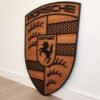 Quadro Decorativo Dupla Camada Brasão Porsche Amadeirado 80x62 Premium