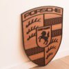 Quadro Decorativo Dupla Camada Brasão Porsche Amadeirado 80x62 Premium