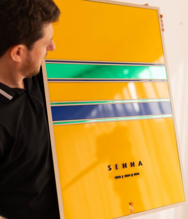 Quadro Ayrton Senna 80x60cm Tripla Camada Edição Limitada 3 Títulos Fórmula 1 Decoração Premium