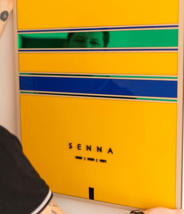 Quadro Ayrton Senna 80x60cm Tripla Camada Edição Limitada 3 Títulos Fórmula 1 Decoração Premium