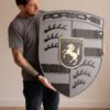 Quadro Decorativo Turbonite Gray Limitado Tripla Camada Logo Porsche 80x62cm Alto Padrão Premium Automotivo