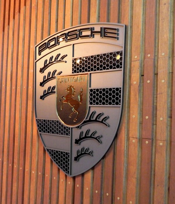 Quadro Decorativo Turbonite Gray Limitado Tripla Camada Logo Porsche 80x62cm Alto Padrão Premium Automotivo