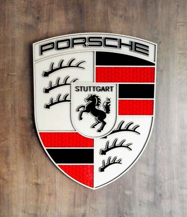 quadro logo porsche 02 Quadro Decorativo Tripla Camada Logo Porsche 80x62cm Alto Padrão Premium Automotivo