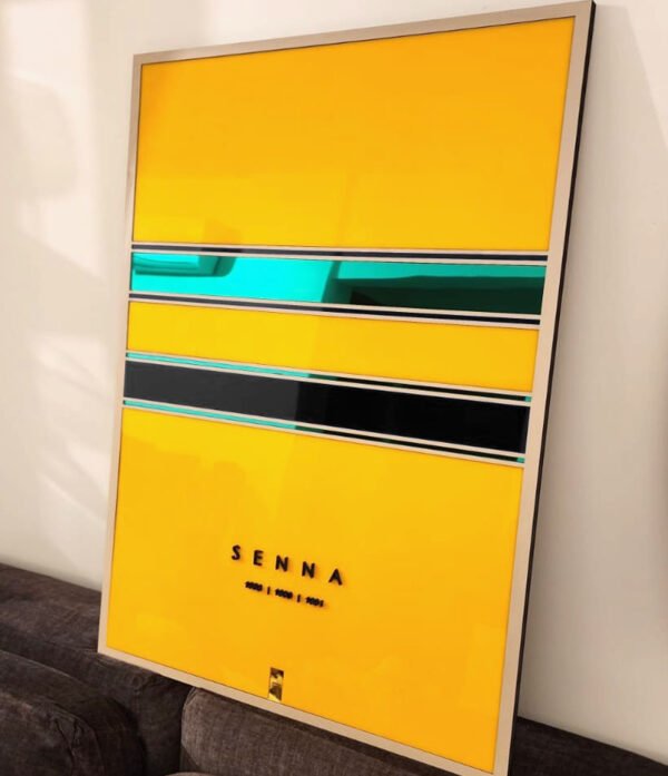 Quadro Ayrton Senna 80x60cm Tripla Camada Edição Limitada 3 Títulos Fórmula 1 Decoração Premium